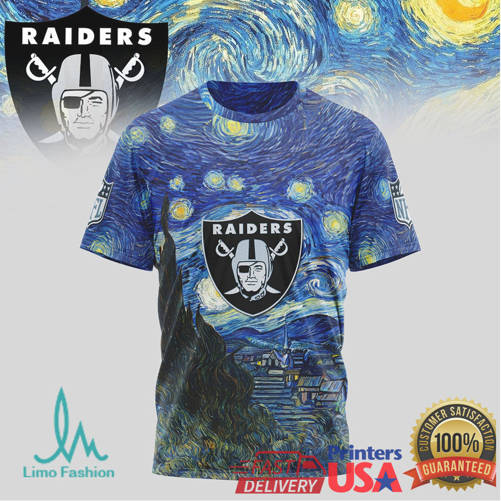 Las Vegas Raiders Starry Night Van Gogh Nfl Tshirt - Limotees LLC