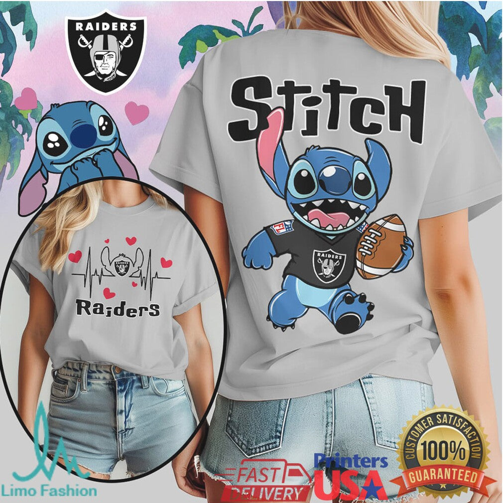 Las Vegas Raiders Stitch NFL Football Character T Shirt - Limotees LLC