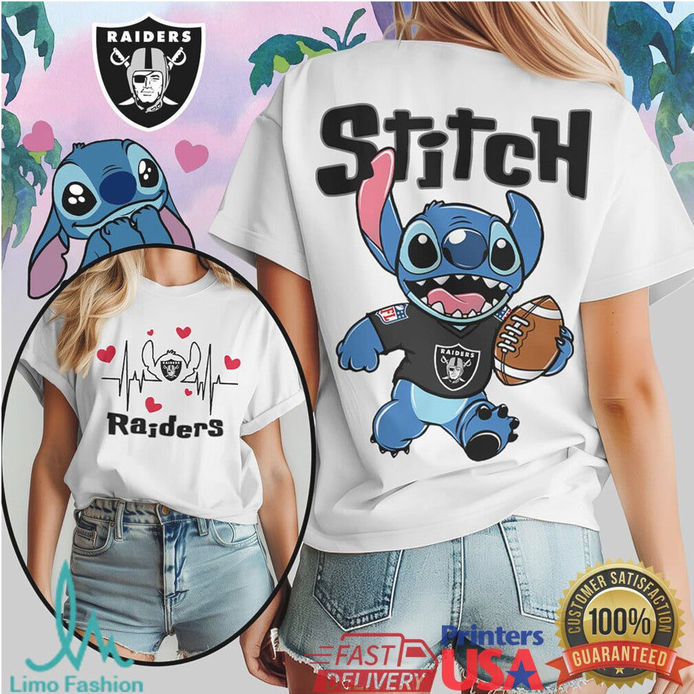 Las Vegas Raiders Stitch NFL Football Character T Shirt - Limotees LLC