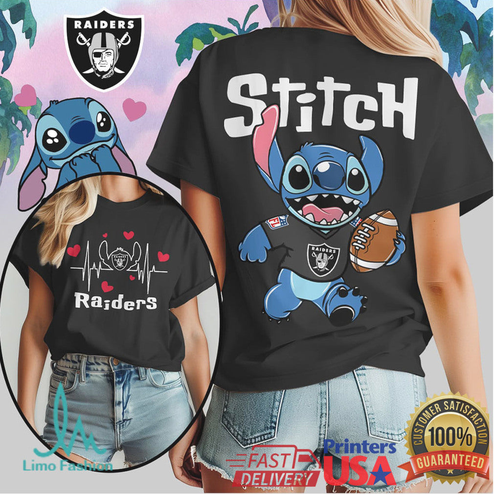 Las Vegas Raiders Stitch NFL Football Character T Shirt - Limotees LLC