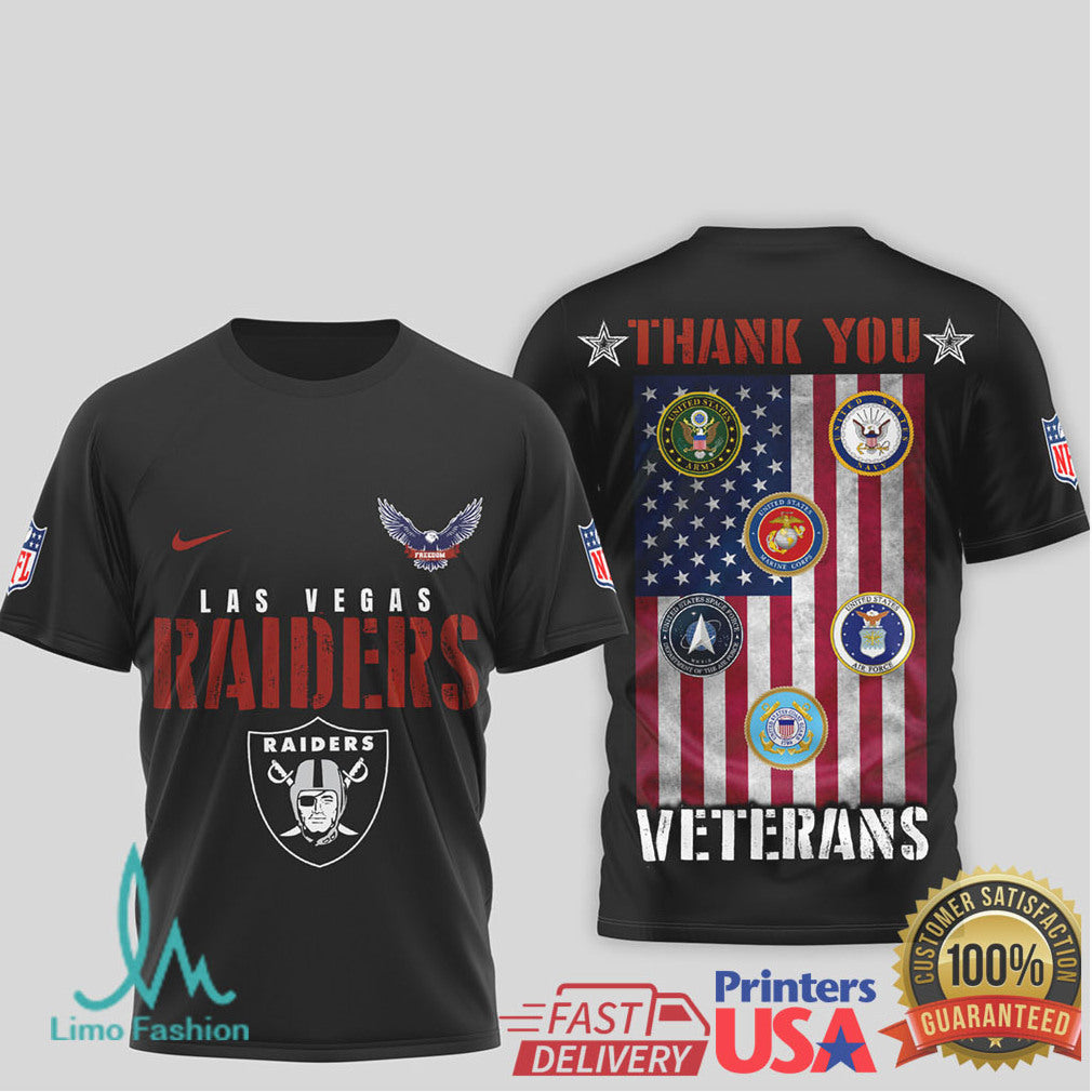 Las Vegas Raiders Thank You Veterans Military Appreciation T Shirt - Limotees LLC