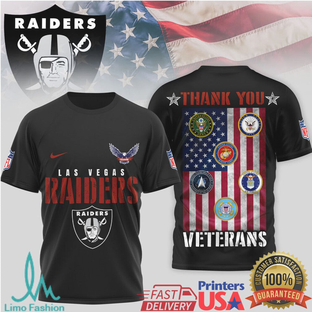 Las Vegas Raiders Thank You Veterans Military Appreciation T Shirt - Limotees LLC
