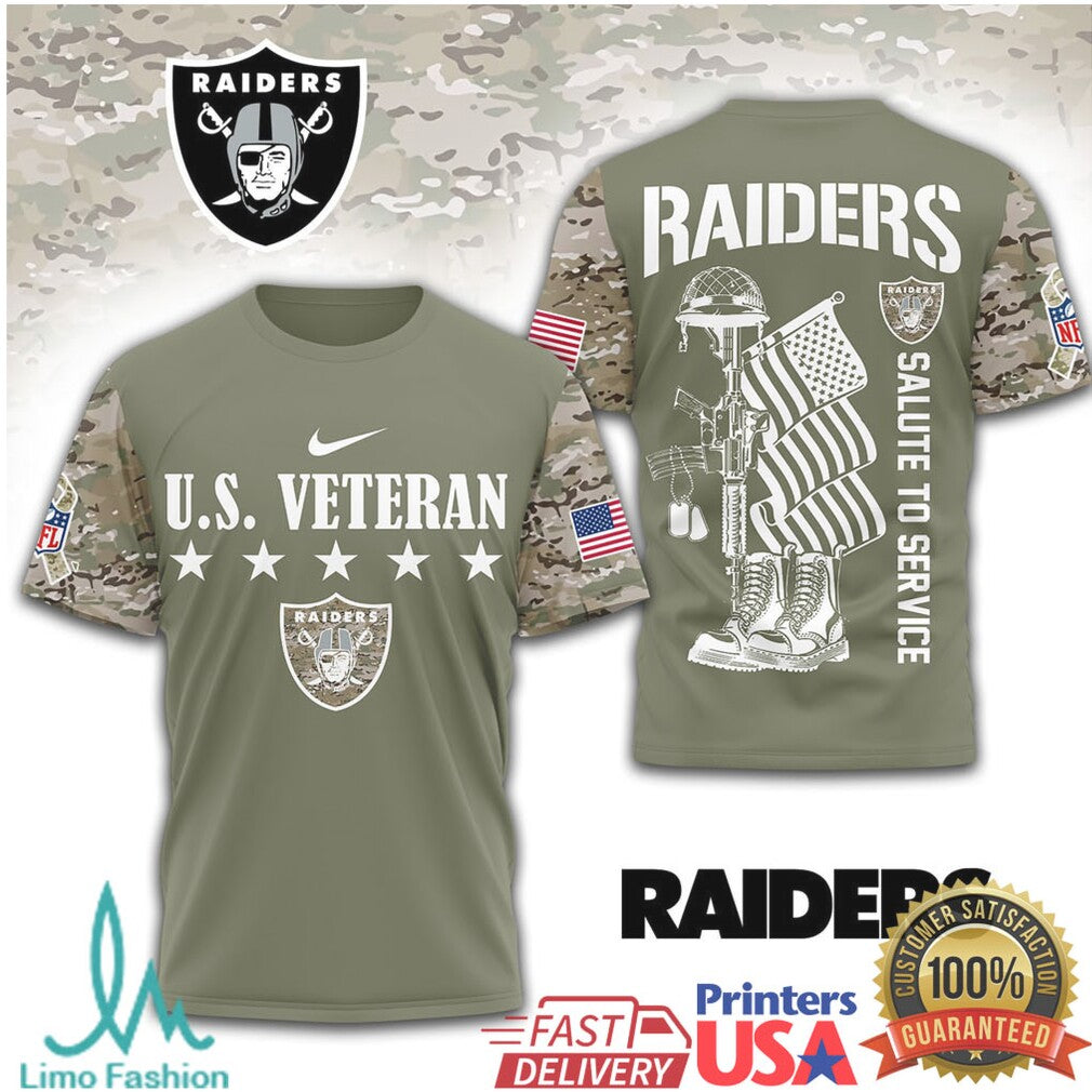 Las Vegas Raiders U.S. Veteran Salute To Service Military Green T Shirt