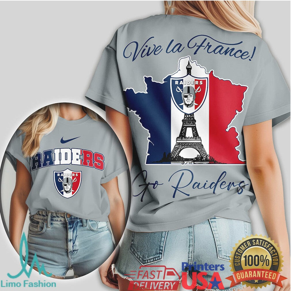 Las Vegas Raiders “Vive la France” Paris Eiffel Tower Tour T Shirt - Limotees LLC