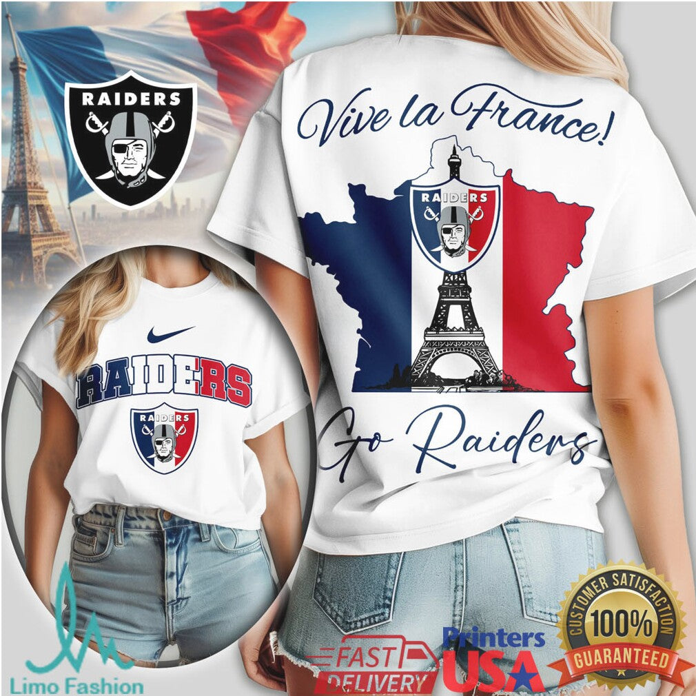Las Vegas Raiders “Vive la France” Paris Eiffel Tower Tour T Shirt - Limotees LLC