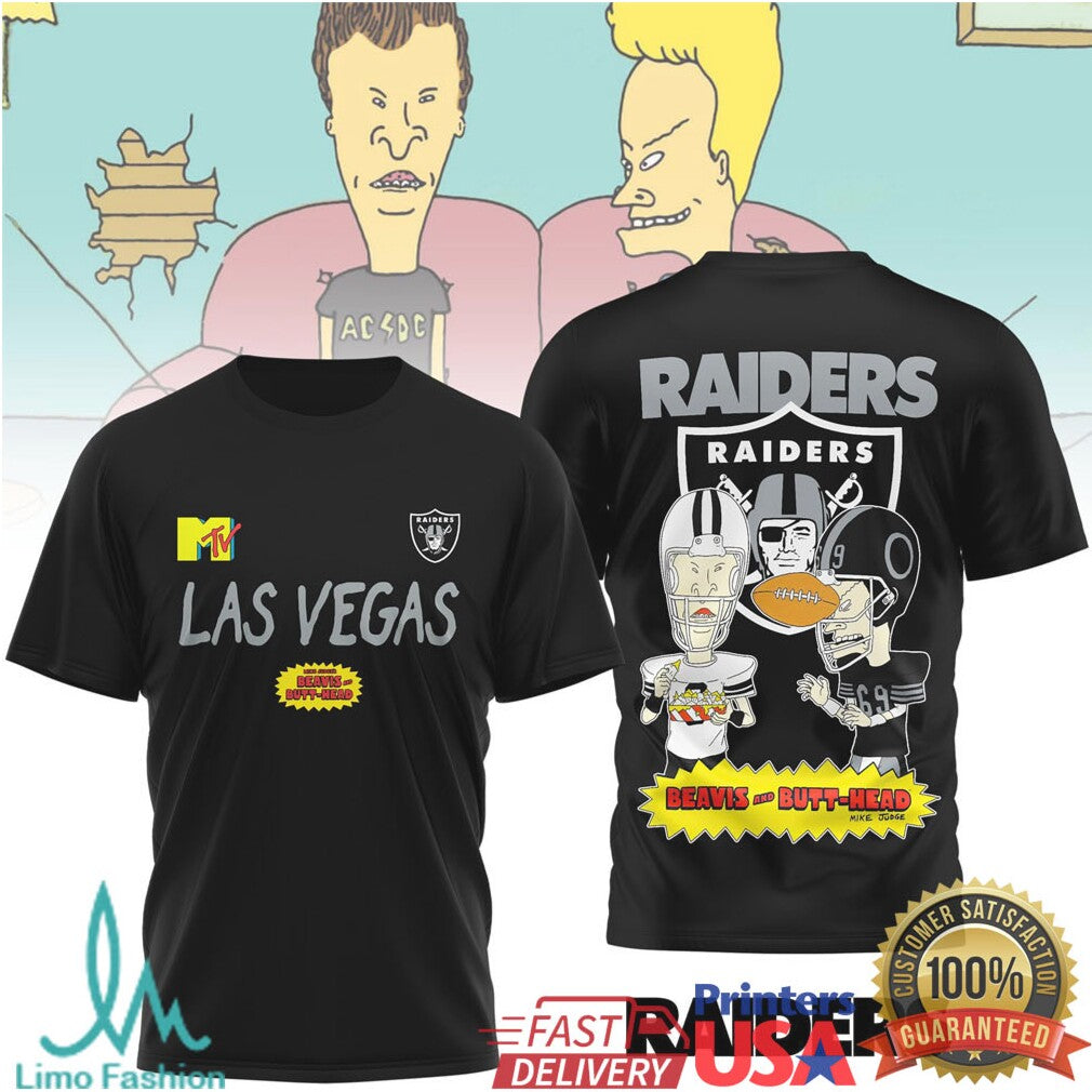 Las Vegas Raiders x Beavis and ButHead MTV Retro Fan T Shirt - Limotees LLC