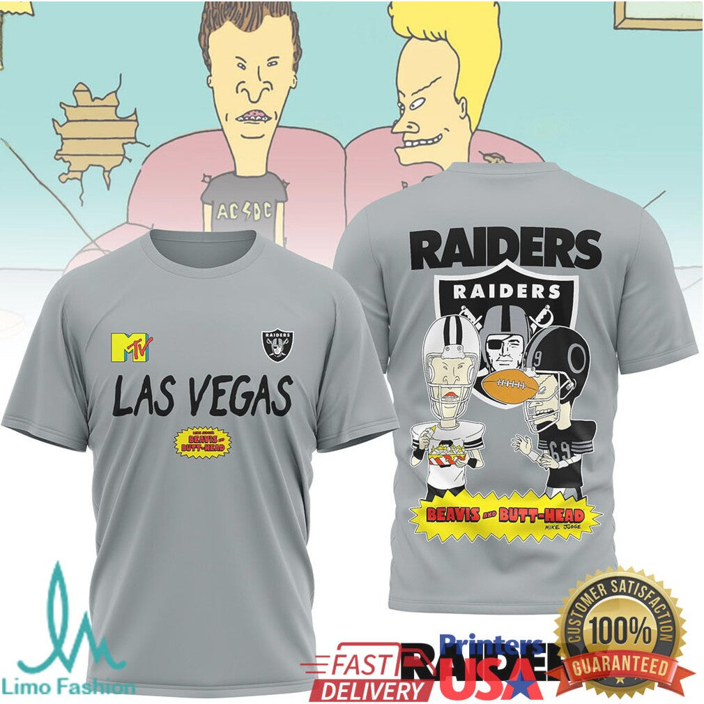 Las Vegas Raiders x Beavis and ButHead MTV Retro Fan T Shirt - Limotees LLC