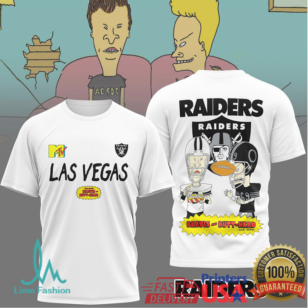Las Vegas Raiders x Beavis and ButHead MTV Retro Fan T Shirt - Limotees LLC