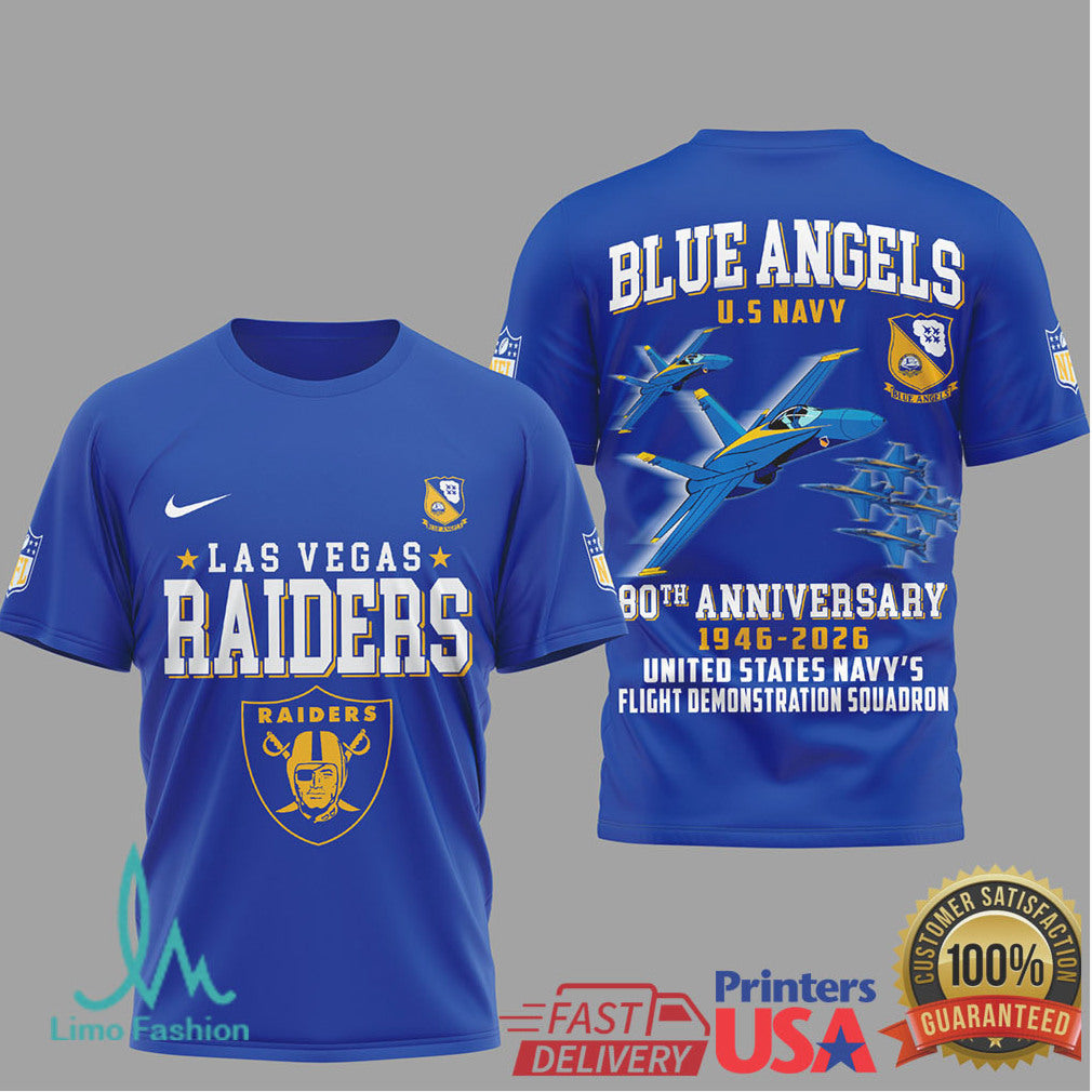 Las Vegas Raiders x Blue Angels 80th Anniversary U.S. Navy T Shirt - Limotees LLC