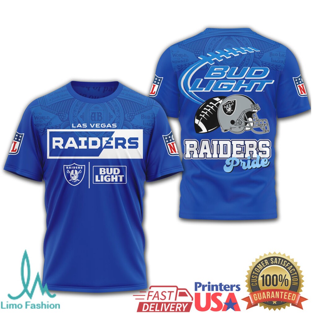 Las Vegas Raiders x Bud Light “Raiders Pride” Blue & Silver Fan Tee - Limotees LLC