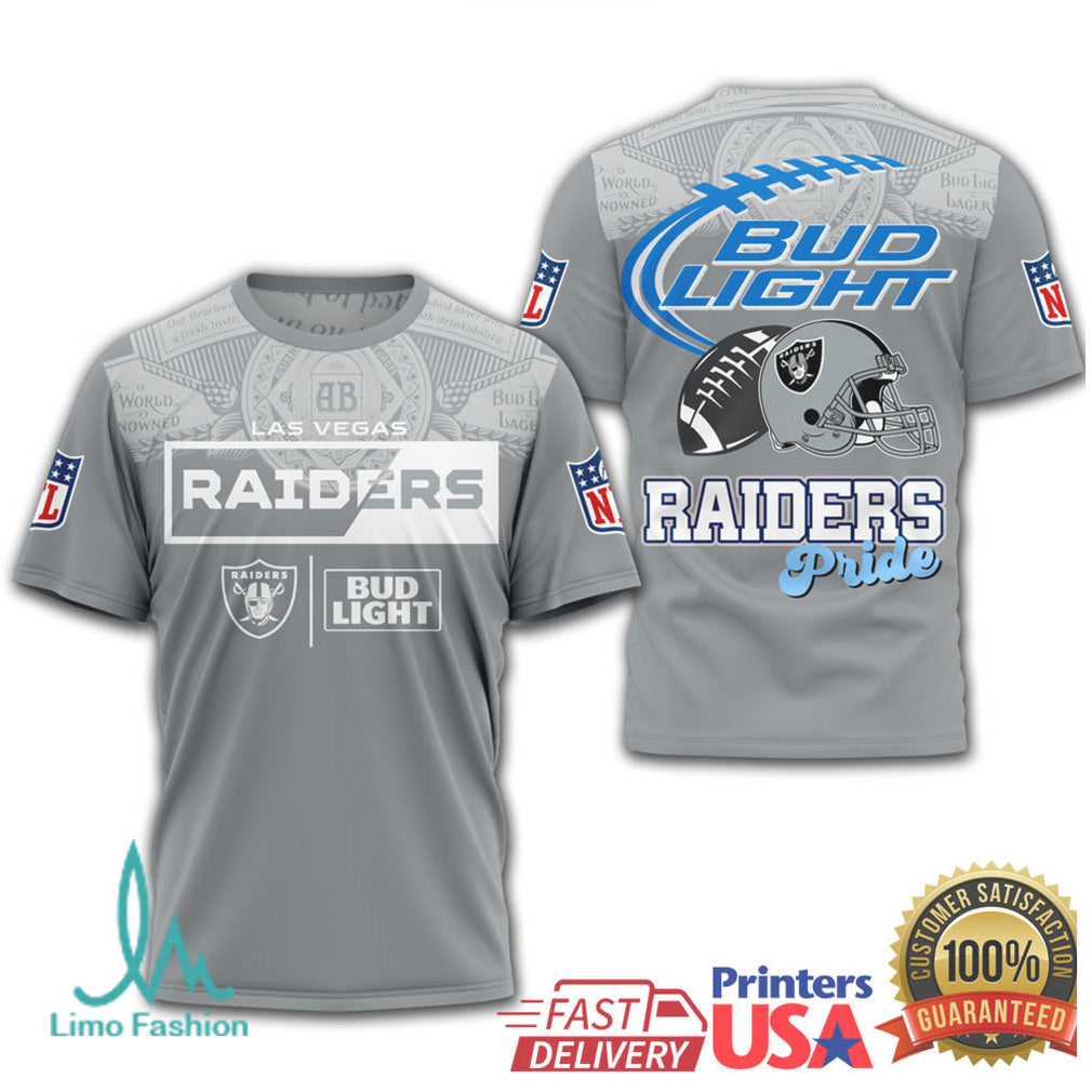Las Vegas Raiders x Bud Light “Raiders Pride” Blue & Silver Fan Tee - Limotees LLC