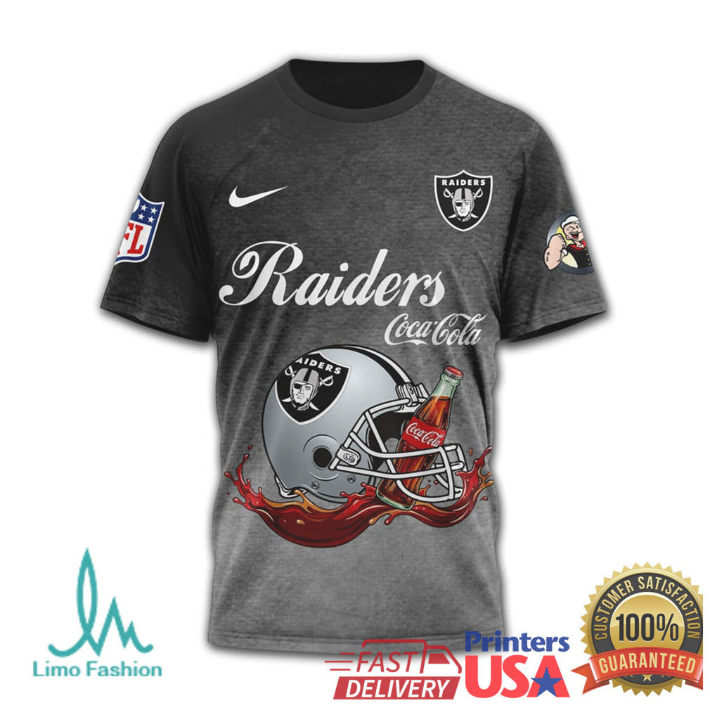 Las Vegas Raiders x Coca Cola Popeye “Drink Strong Play Hard” T Shirt - Limotees LLC