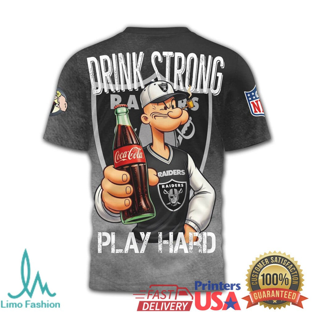 Las Vegas Raiders x Coca Cola Popeye “Drink Strong Play Hard” T Shirt - Limotees LLC