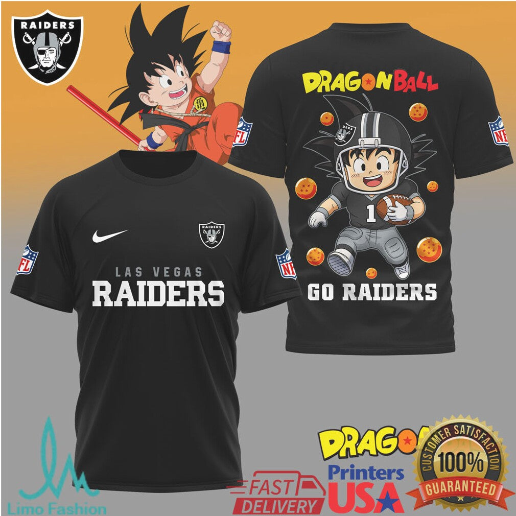 Las Vegas Raiders x Dragon Ball Goku Anime Fan T Shirt - Limotees LLC