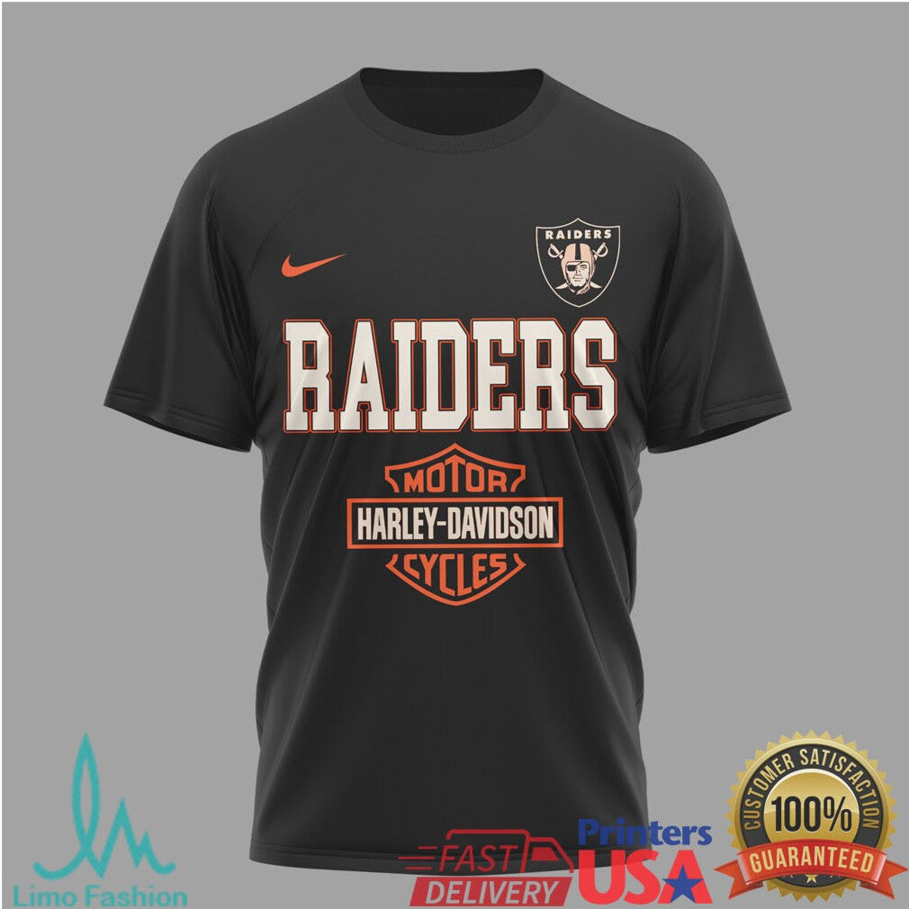 Las Vegas Raiders x Harley Davidson 122nd Anniversary Black T Shirt - Limotees LLC