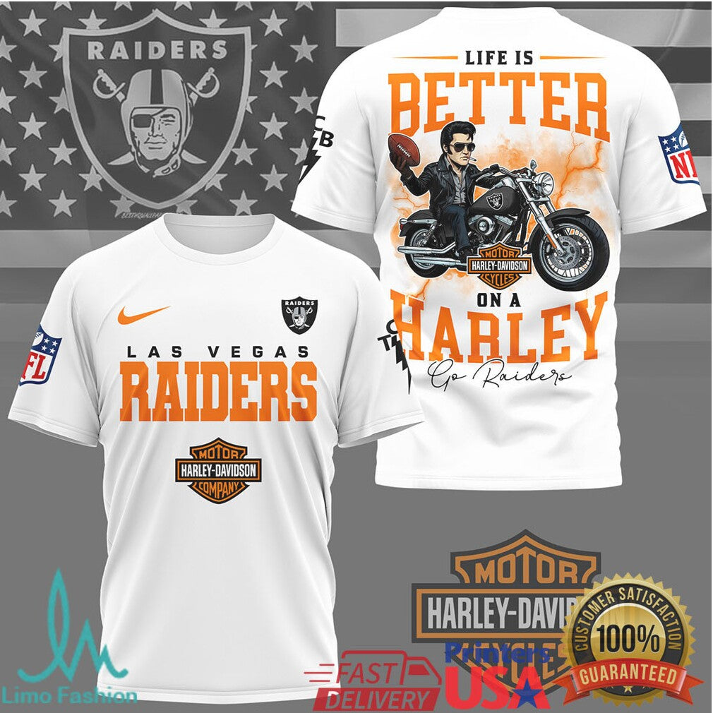 Las Vegas Raiders x Harley Davidson Life Is Better On A Harley T Shirt - Limotees LLC