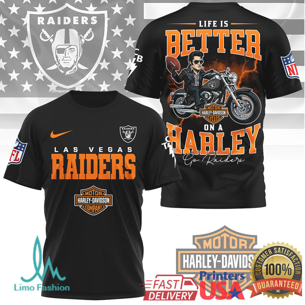 Las Vegas Raiders x Harley Davidson Life Is Better On A Harley T Shirt - Limotees LLC