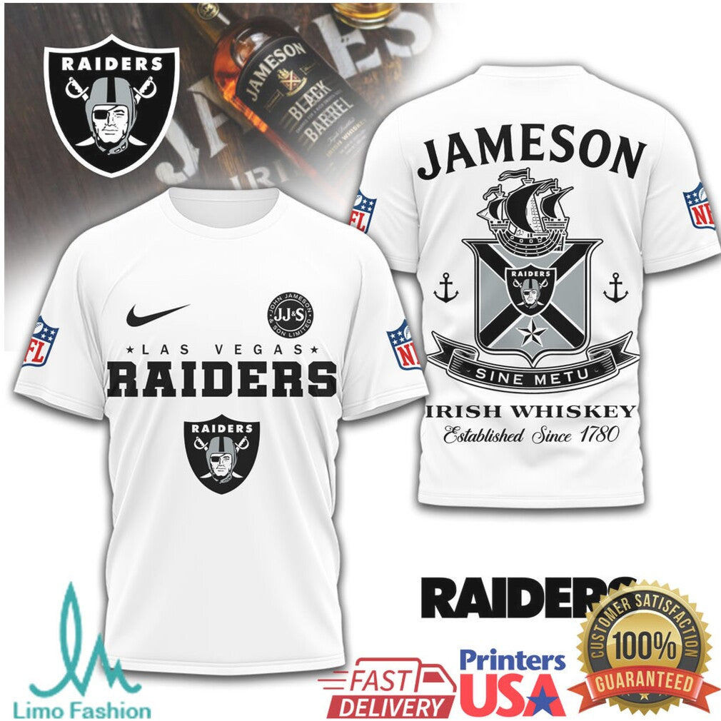 Las Vegas Raiders x Jameson Irish Whiskey Sine Metu Graphic T Shirt - Limotees LLC