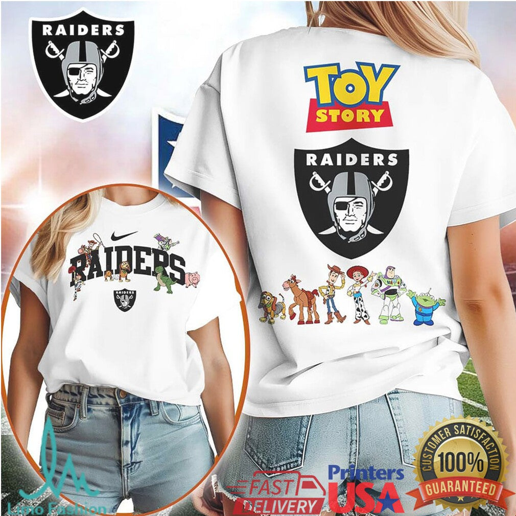 Las Vegas Raiders x Toy Story Characters White Fan T Shirt - Limotees LLC