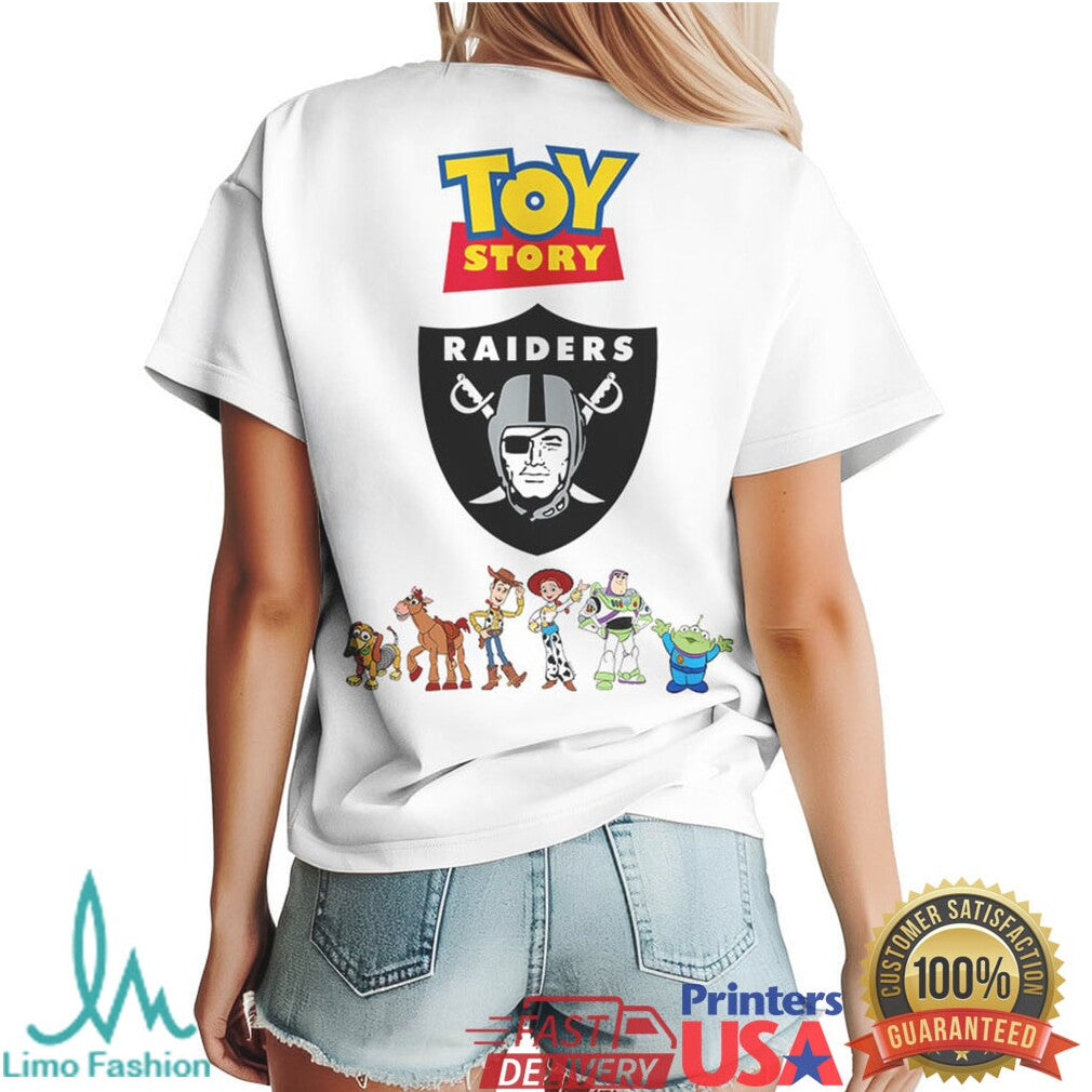 Las Vegas Raiders x Toy Story Characters White Fan T Shirt - Limotees LLC