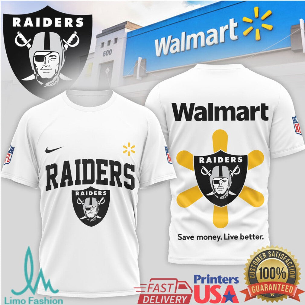 Las Vegas Raiders x Walmart Save Money Live Better Custom NFL T Shirt - Limotees LLC