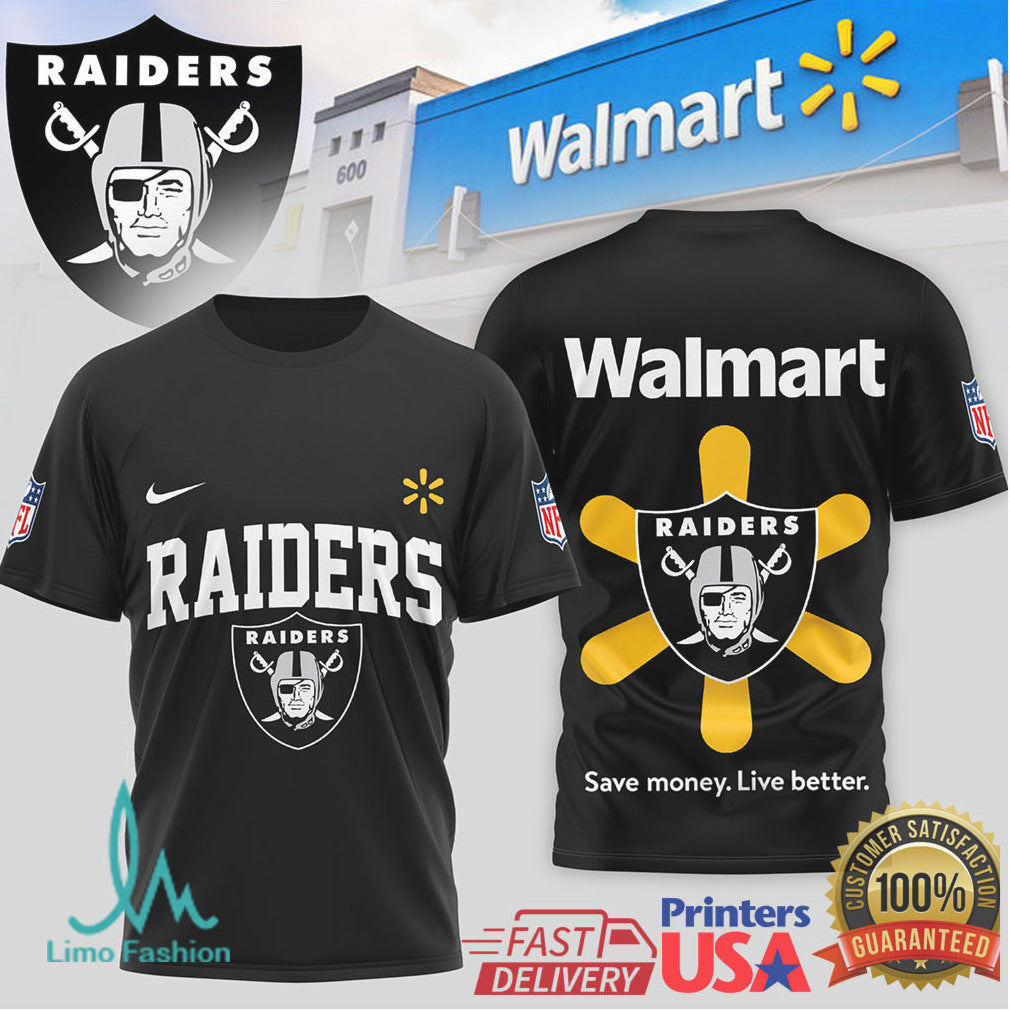 Las Vegas Raiders x Walmart Save Money Live Better Custom NFL T Shirt - Limotees LLC