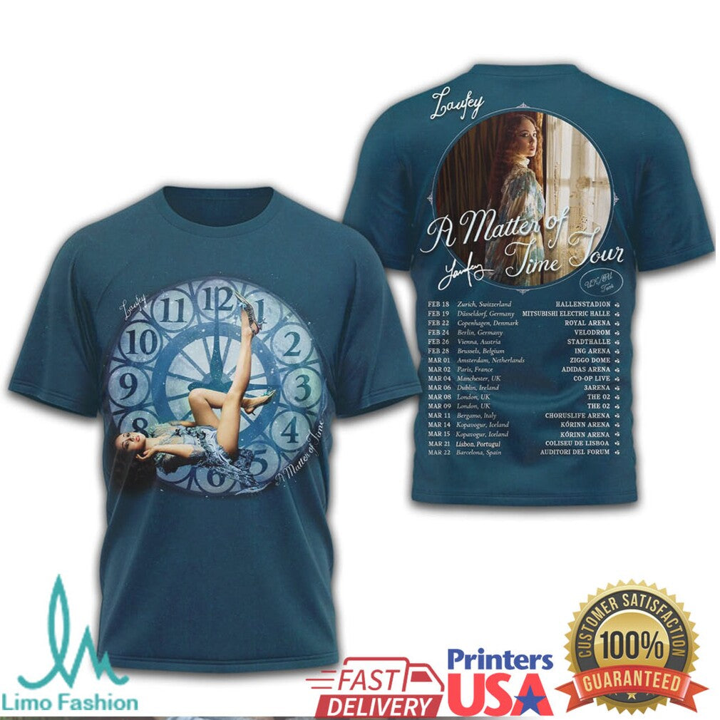 Laufey A Matter of Time Tour 2025 2026 Concert Schedule Blue T Shirt - Limotees LLC