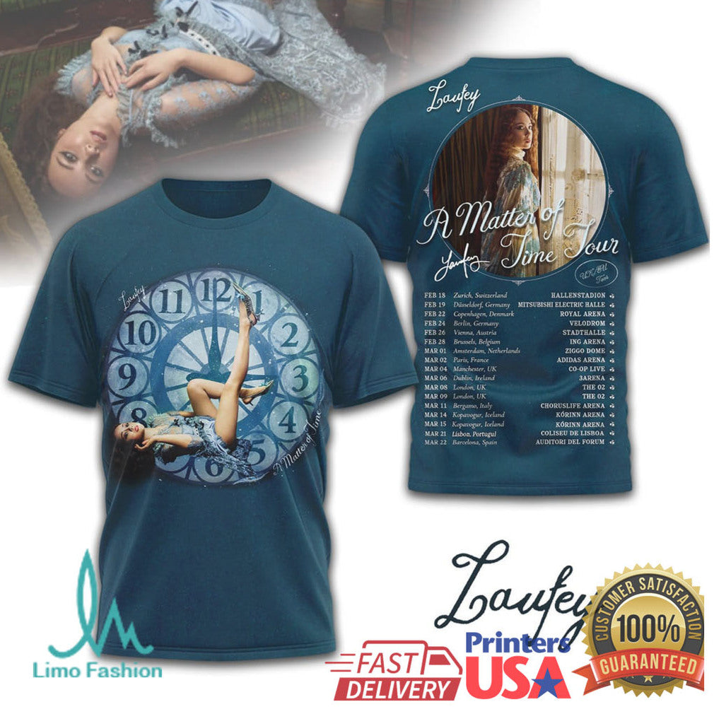 Laufey A Matter of Time Tour 2025 2026 Concert Schedule Blue T Shirt - Limotees LLC