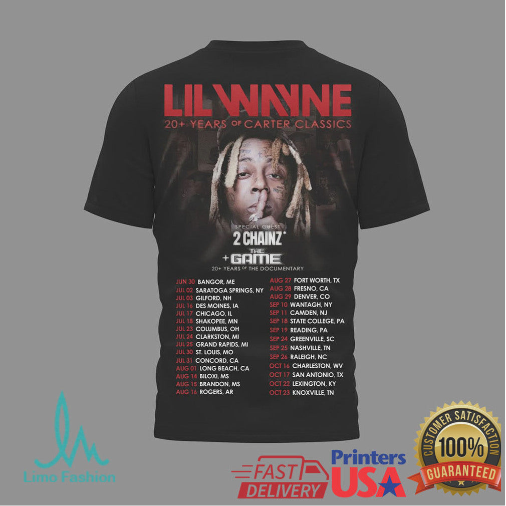 Lil Wayne 20+ Years of Carter Classics Tour 2026 Concert T Shirt
