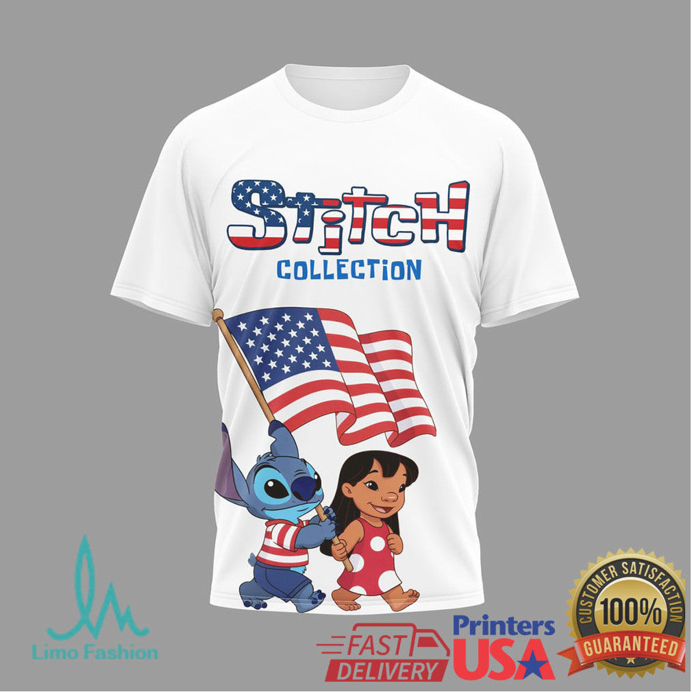 Lilo & Stitch Collection 250th Anniversary USA 1776 2026 Patriotic T Shirt - Limotees LLC