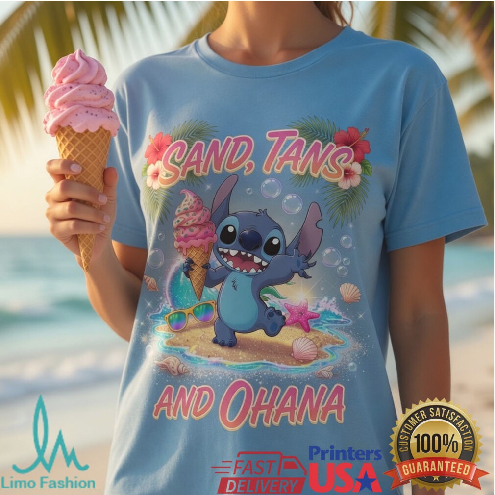 Lilo & Stitch Sand Tans and Ohana Tropical Beach Vacation Disney T Shirt - Limotees LLC
