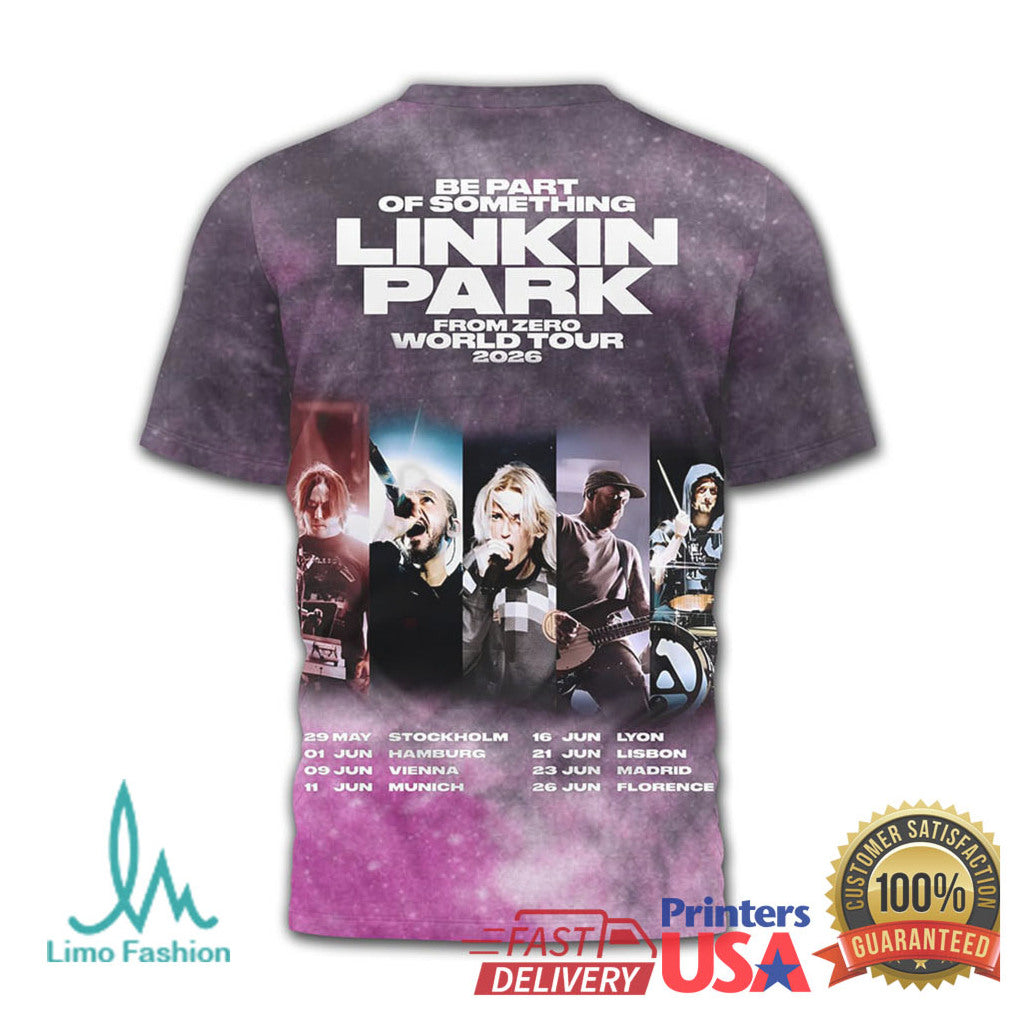 Linkin Park From Zero World Tour 2026 Purple Galaxy Tie Dye Band T Shirt - Limotees LLC