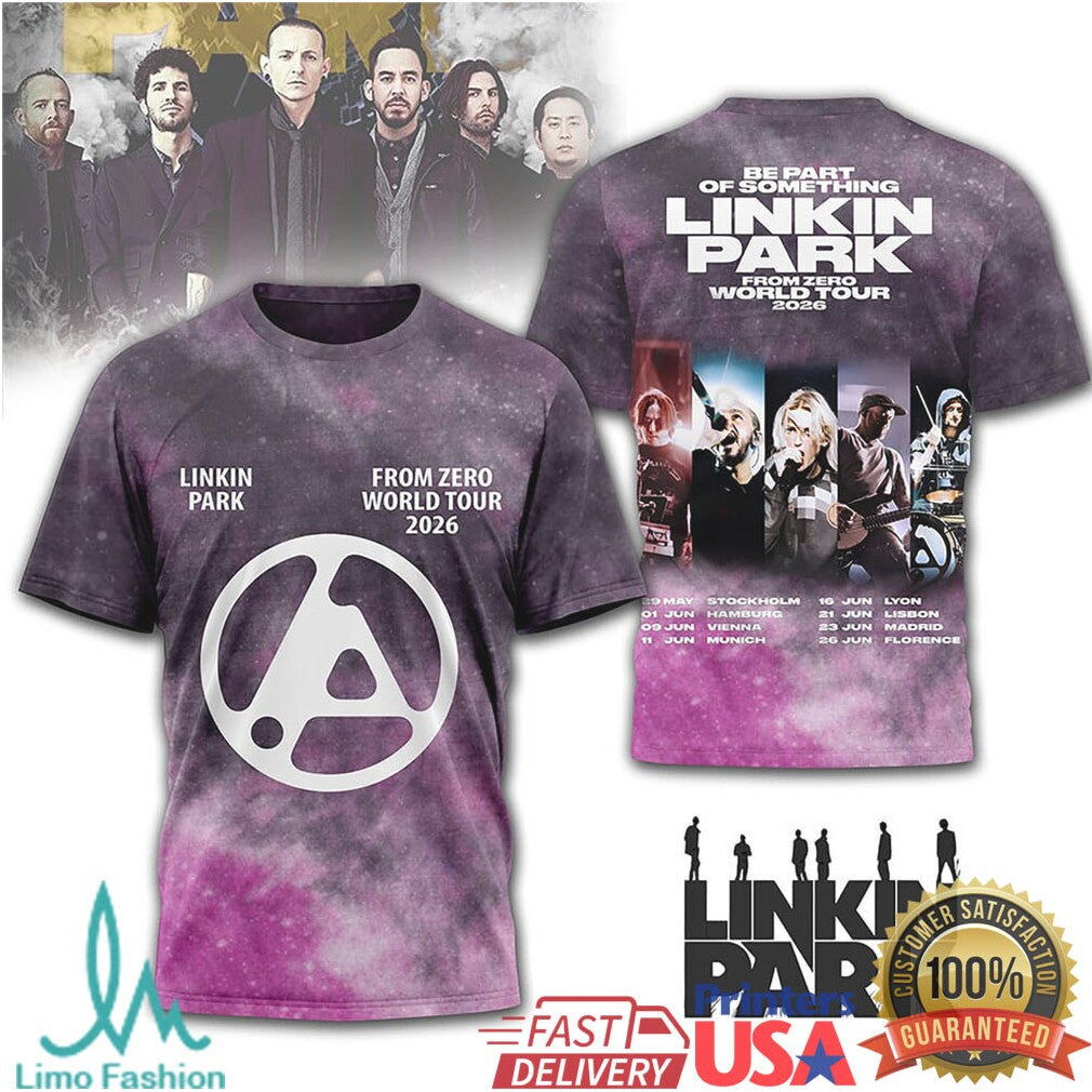 Linkin Park From Zero World Tour 2026 Purple Galaxy Wash T Shirt - Limotees LLC