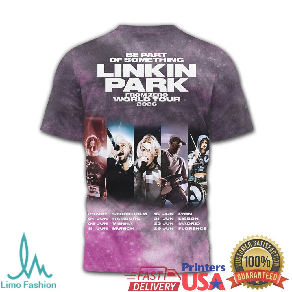 Linkin Park From Zero World Tour 2026 Purple Galaxy Wash T Shirt - Limotees LLC