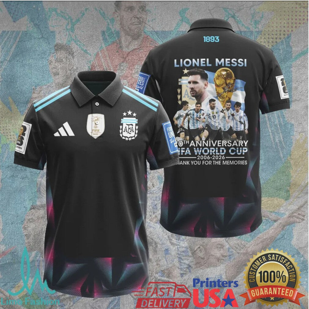 Lionel Messi 20th Anniversary Argentina FIFA World Cup 2006 2026 Soccer Retro Fans T Shirt - Limotees LLC