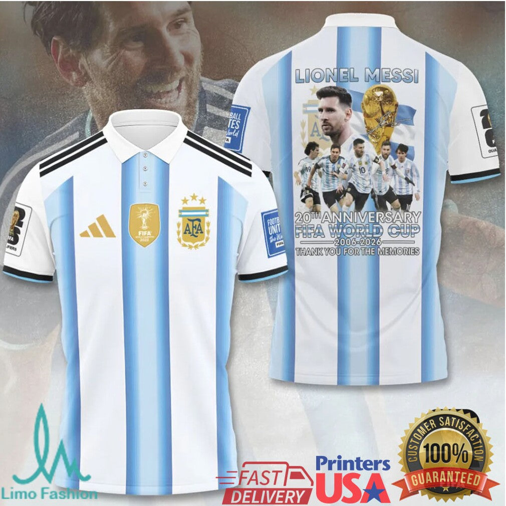 Lionel Messi Argentina 20th Anniversary World Cup 2006 2026 Thank You For The Memories Fans T Shirt - Limotees LLC