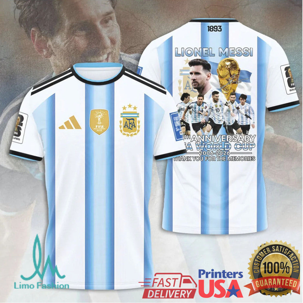 Lionel Messi Argentina 20th Anniversary World Cup 2006 2026 Thank You For The Memories Fans T Shirt - Limotees LLC