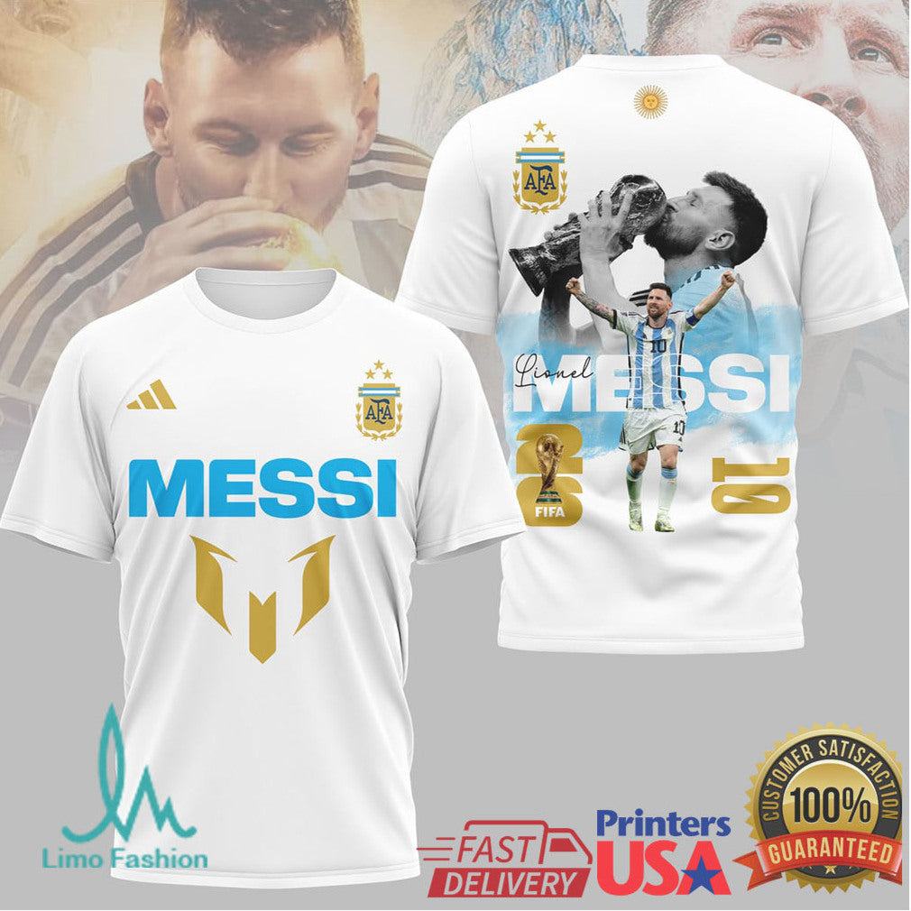 Lionel Messi Argentina World Cup Champion Tshirt Design - Limotees LLC
