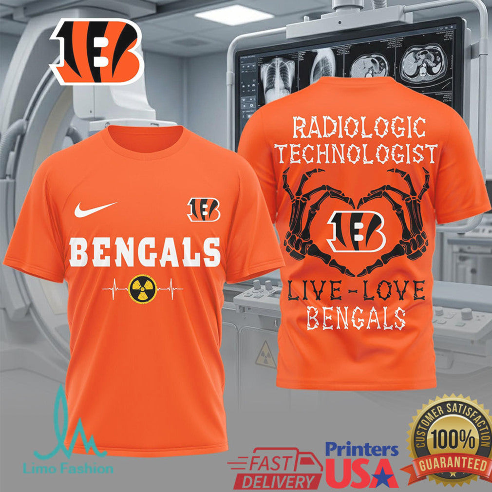 Live Love Bengals Radiologic Technologist T Shirt Cincinnati Football Rad Tech Skeleton T Shirt - Limotees LLC