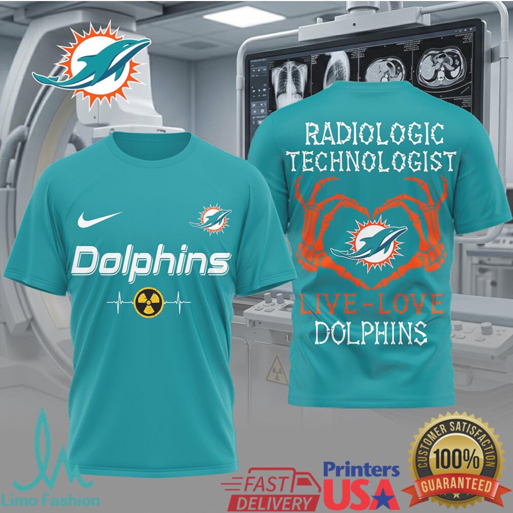 Live Love Dolphins Radiologic Technologist T Shirt Miami Football X Ray Tech Skeleton Design