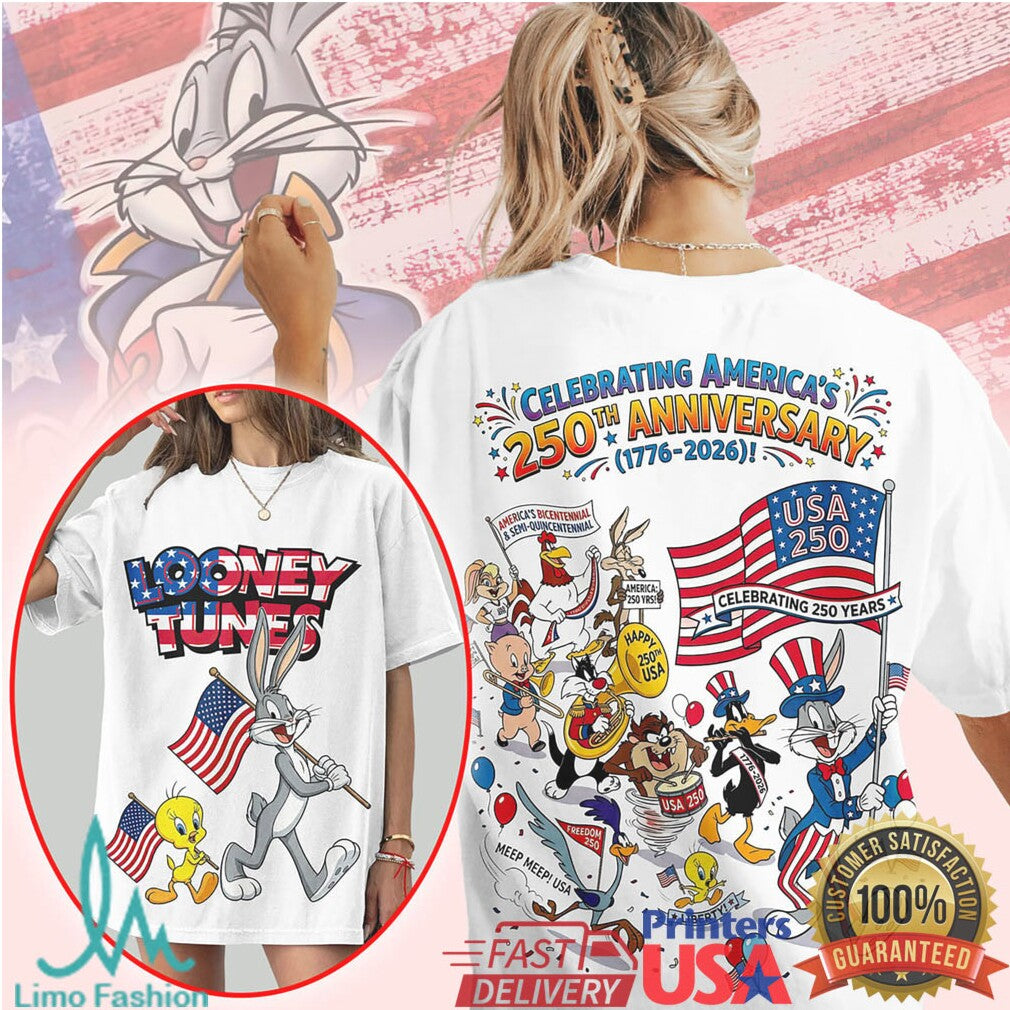 Looney Tunes Characters Celebrating America's 250th Anniversary 1776 2026 T Shirt - Limotees LLC