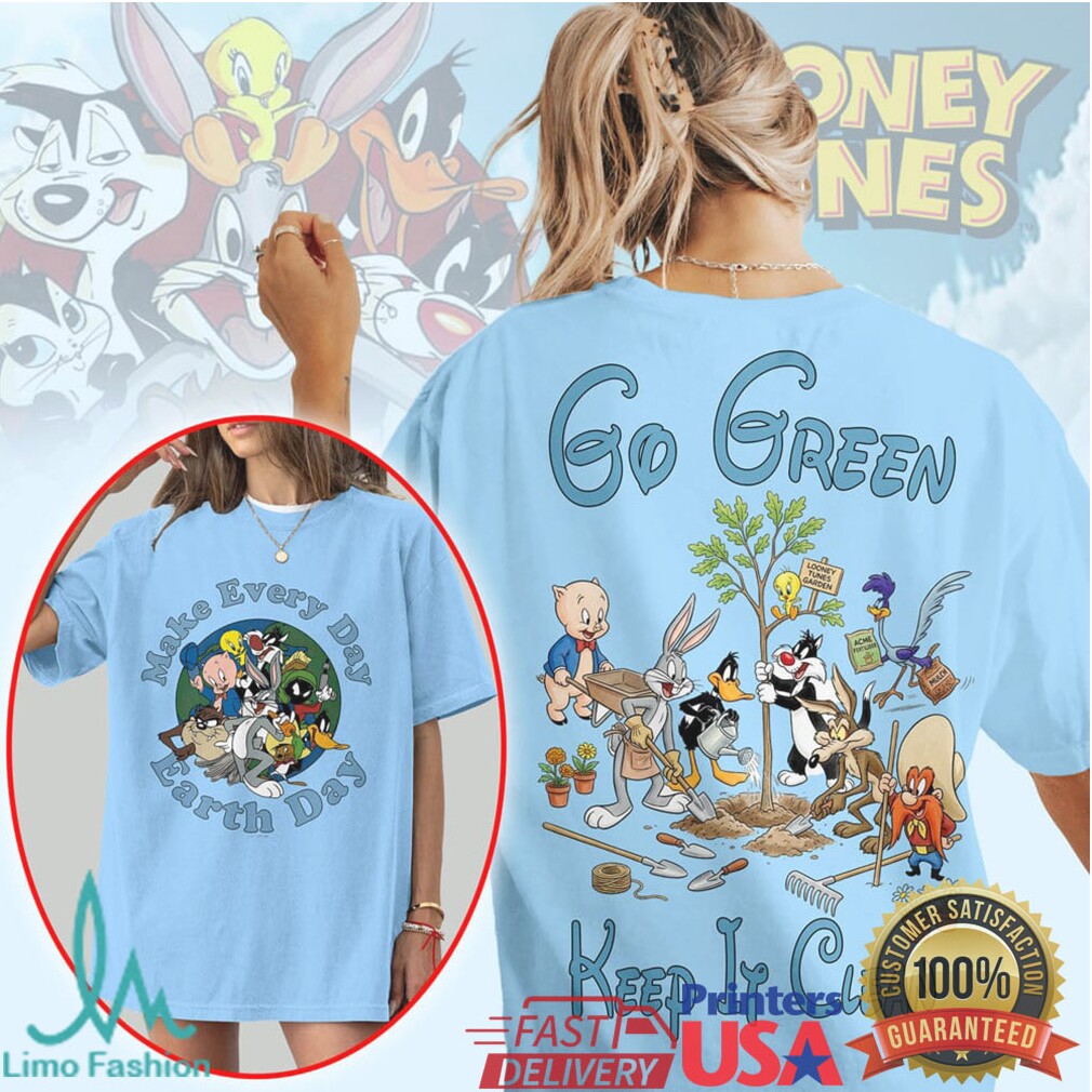Looney Tunes Go Green Keep It Clean Earth Day Characters Graphic T Shirt - Limotees LLC