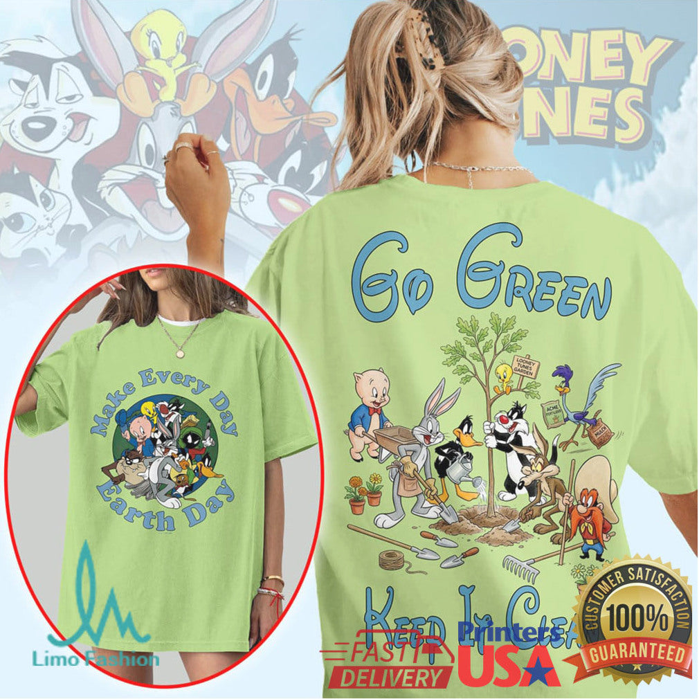 Looney Tunes Go Green Keep It Clean Earth Day Characters Graphic T Shirt - Limotees LLC