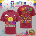 Los Angeles Angels World Autism Awareness It's OK To Be Different T Shirt - Limotees LLC