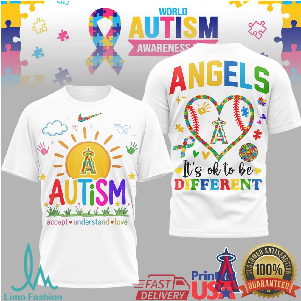 Los Angeles Angels World Autism Awareness It's OK To Be Different T Shirt - Limotees LLC