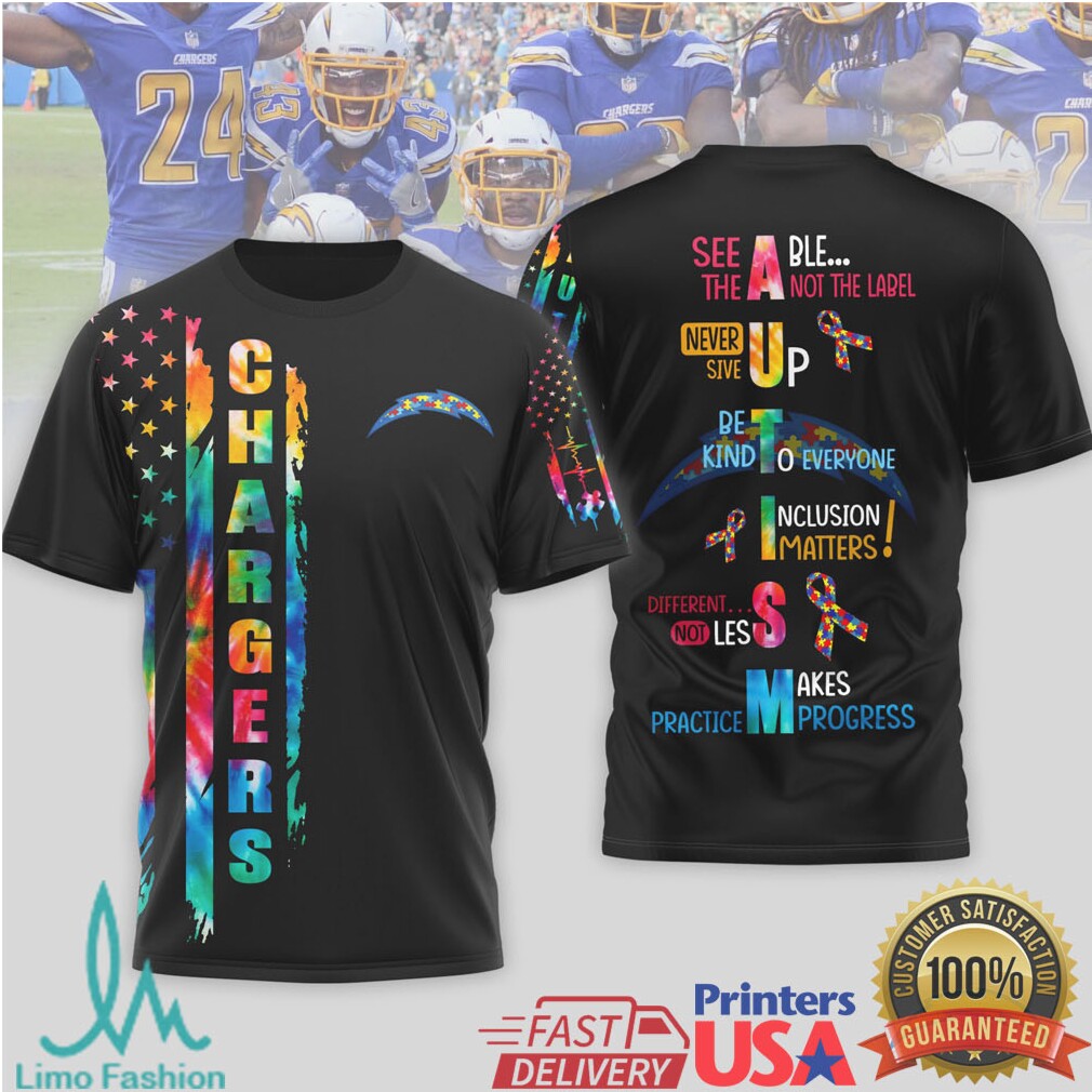Los Angeles Chargers Autism Awareness T Shirt See Able Not Label Football T Shirt - Limotees LLC