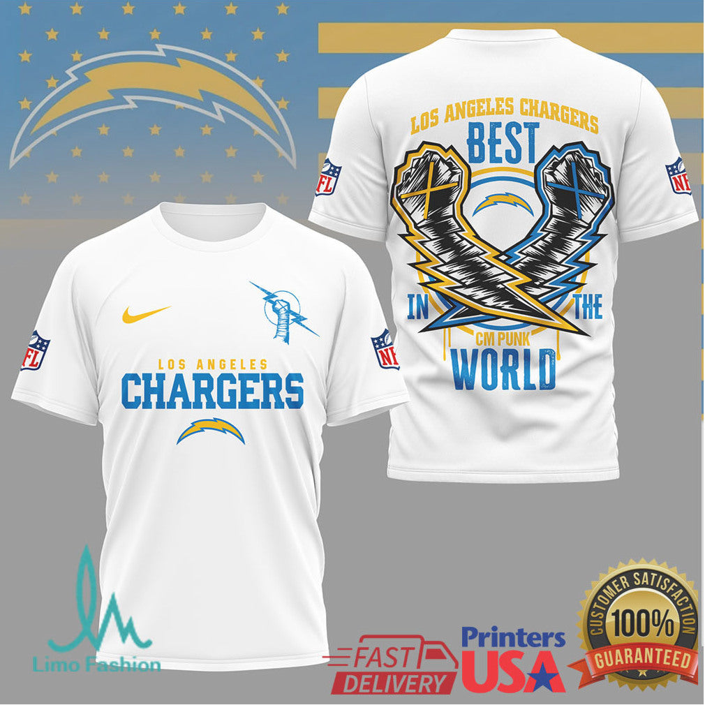 Los Angeles Chargers CM Punk Best In The World Graphic T Shirt - Limotees LLC