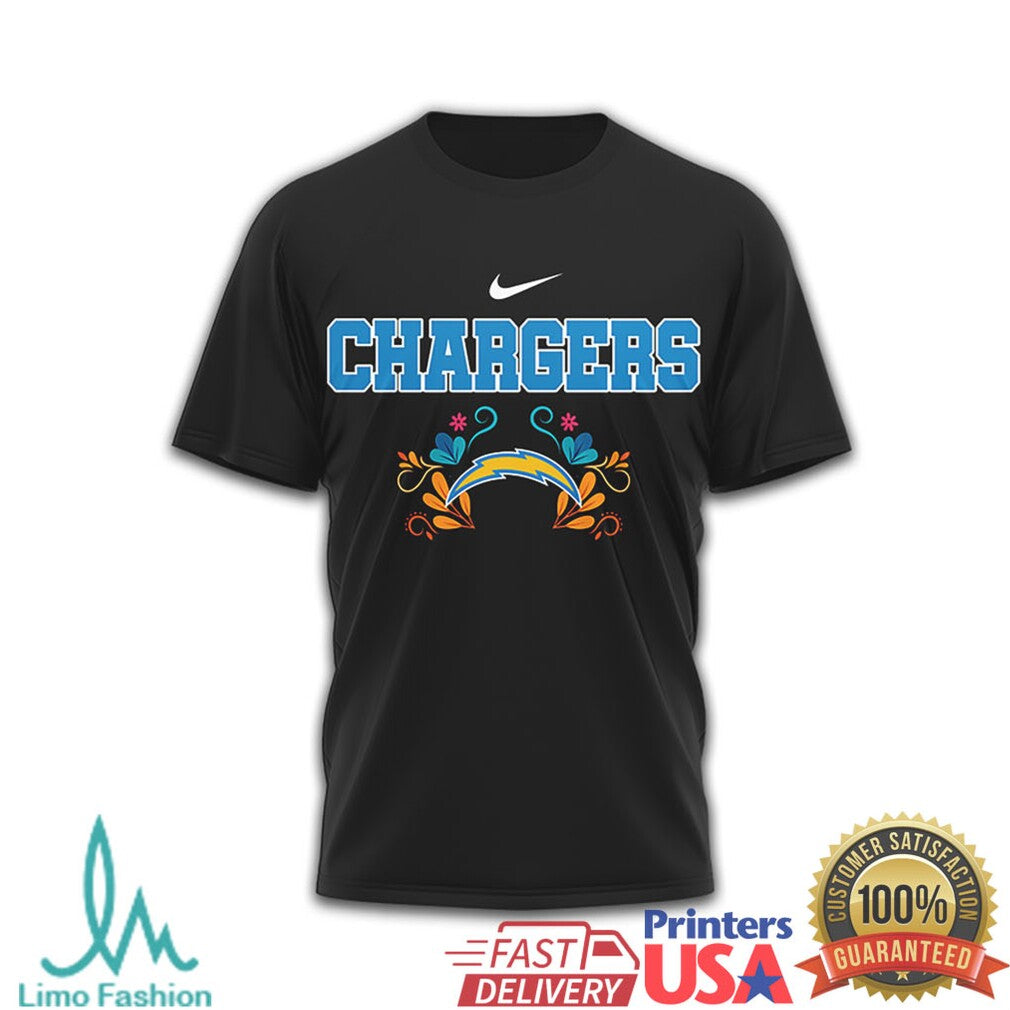 Los Angeles Chargers Day of the Dead Sugar Skull T Shirt Hasta la Muerte Edition