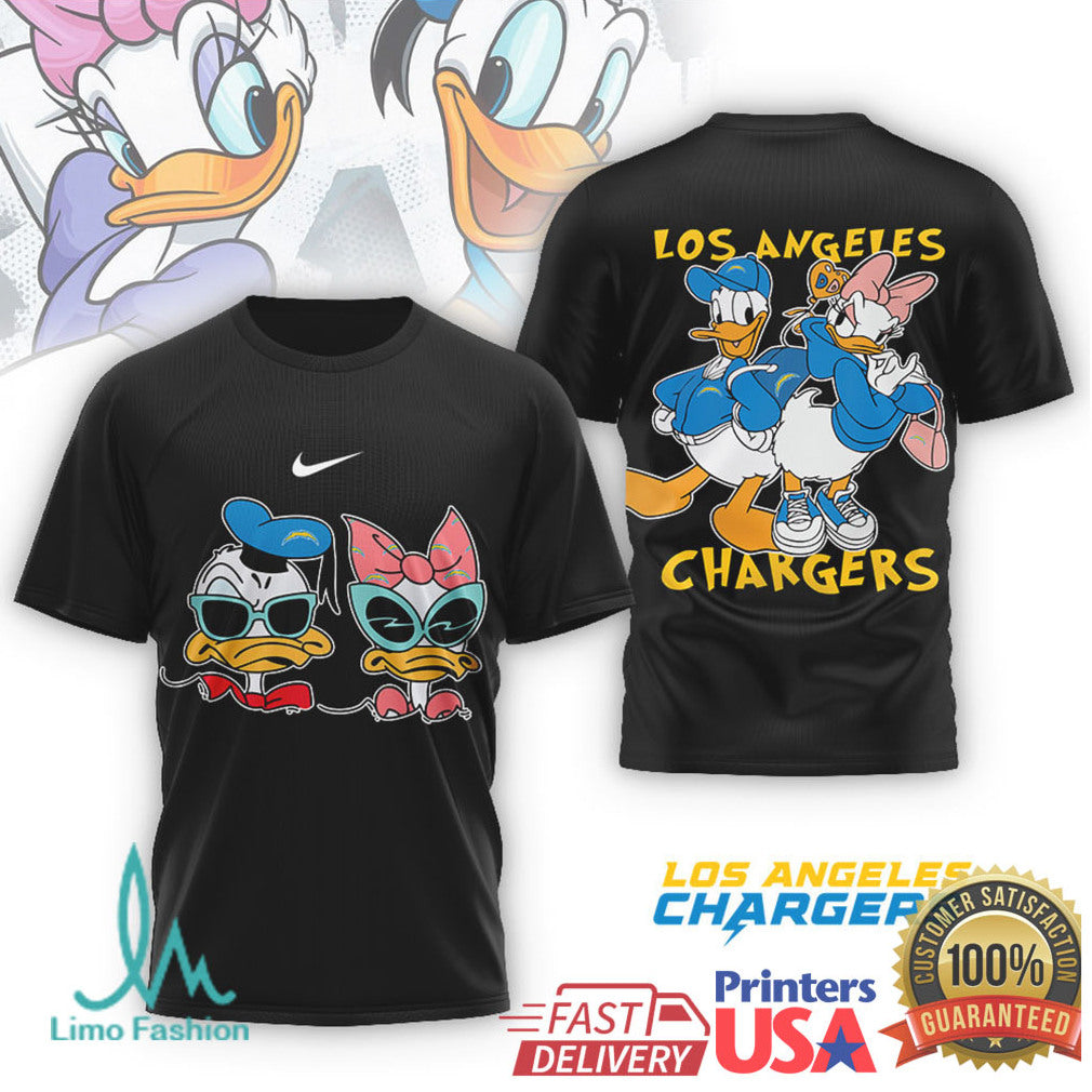 Los Angeles Chargers Donald & Daisy Duck NFL Mascot T shirt - Limotees LLC