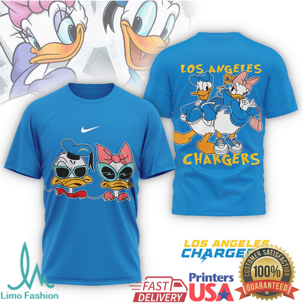 Los Angeles Chargers Donald & Daisy Duck NFL Mascot T shirt - Limotees LLC